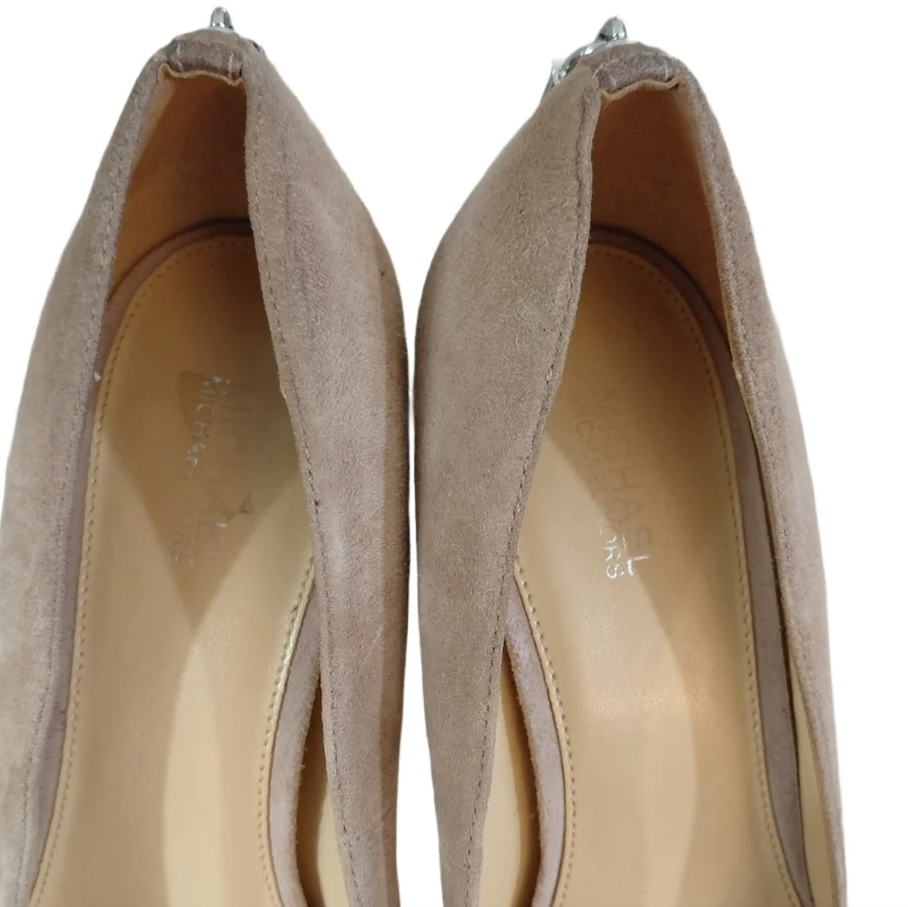 Michael Kors Antoinette Beige Suede Pumps Women's Size 8 Tan Platform Heels